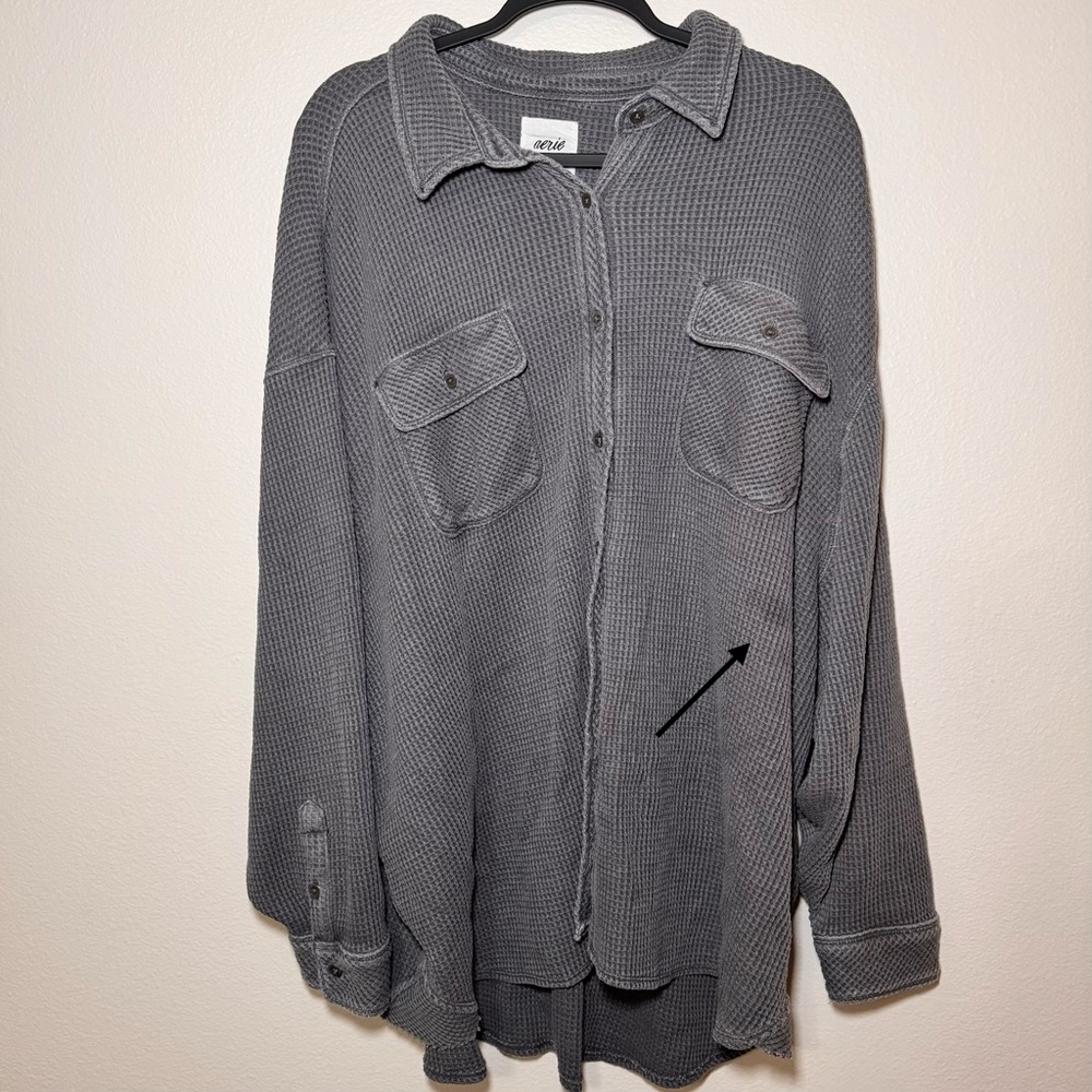 Aerie Lumberjane Waffle Oversized Shacket XXL - Picture 6 of 7
